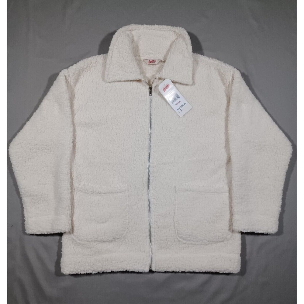Smiths American Jacket‎ Womens M Cream Fleece Full Zip New